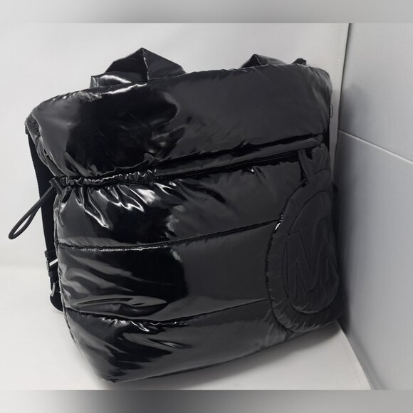 Michael Kors Rae Black Quilted Nylon Extra Large Drawstring Tote Shoulder Bag - Picture 9 of 16